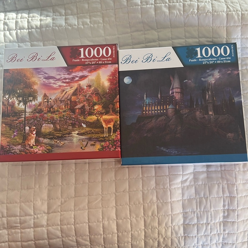 Lot of 2 Bei Bi La 1,000 Piece Jigsaw Puzzles